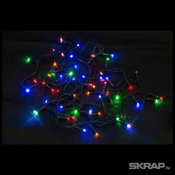 Электрогирлянда LED60-3-MC (60 светодиодных ламп, длина 3м, зеленый, 8режимов, многоцвет)