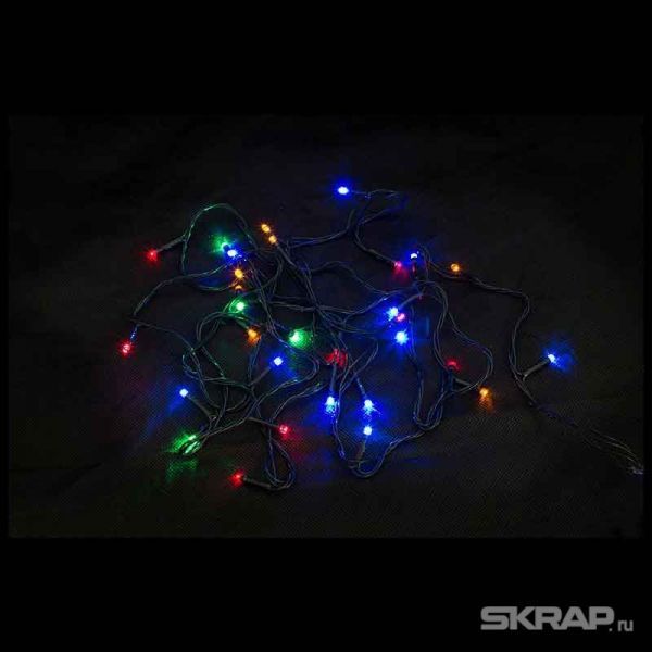 Электрогирлянда LED30-3-MC PROMO (30 светодиодных ламп, длина 3м, зеленый, без мигания, многоцвет)