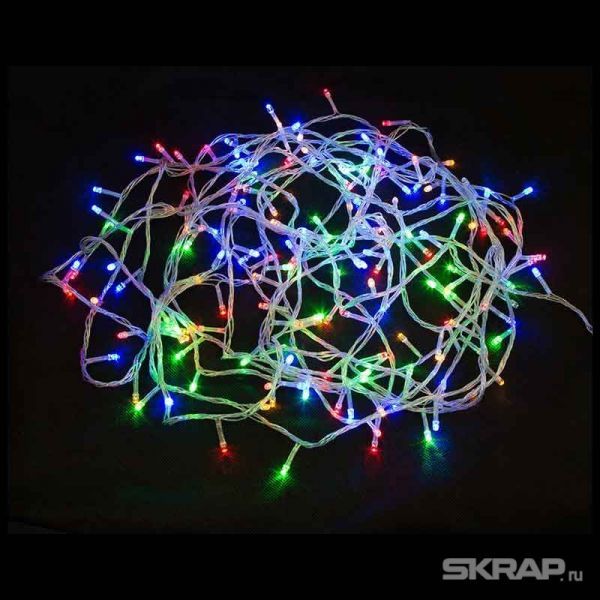 Электрогирлянда LED160-10-MC (160 светодиодных ламп, длина 10м, прозрачный, 8режимов, многоцвет)