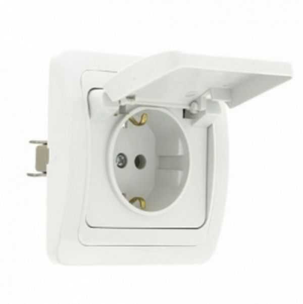 Розетка 1-гн с/п з/к 16А белая с крышкой IP44 МАРС (SQ1804-0011)