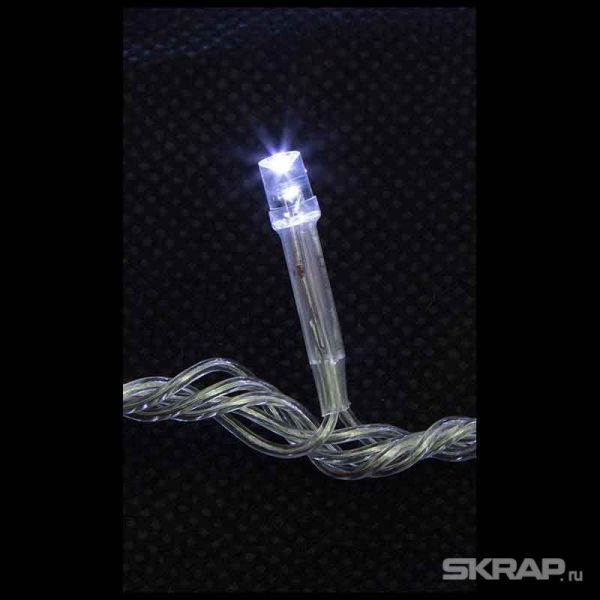 Электрогирлянда LED100-5-W (100 светодиодных ламп, длина 5м, прозрачный, 8режимов, белый)
