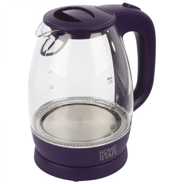 Чайник Homestar HS-1012 (1,7 л) стекло, пластик фиолетовый