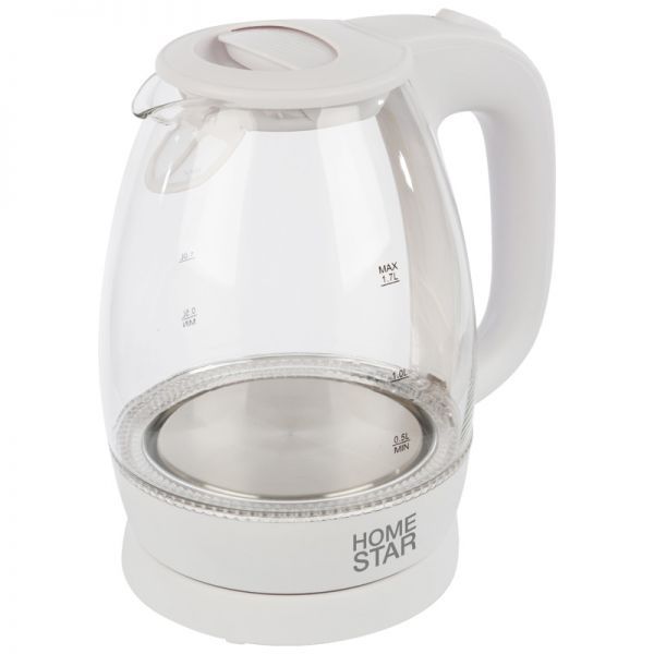 Чайник Homestar HS-1012 (1,7 л) стекло, пластик белый