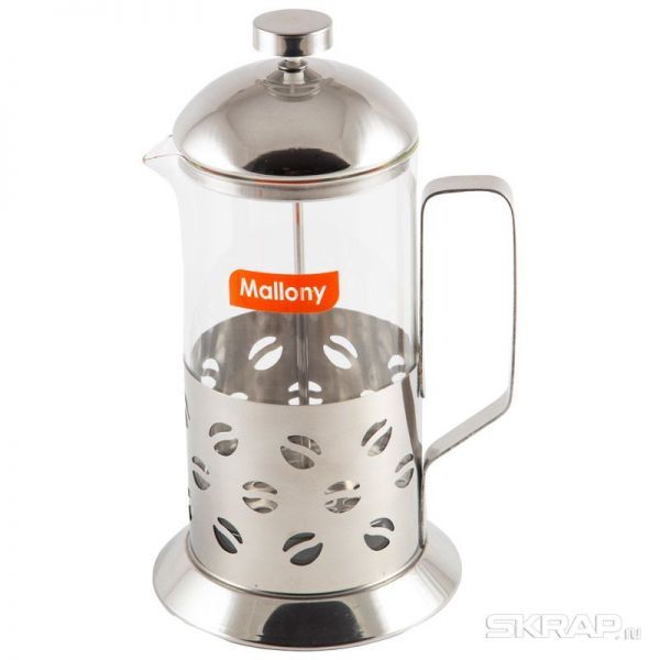 Чайник/кофейник (кофе-пресс) Caffe, B535-1000ML, стеклянный, 1000 мл, в корп из нерж стали