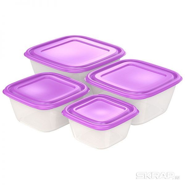 Набор контейнеров для продуктов «Прованс» №2 (СВЧ) 0,6л; 1,0л; 1,7л; 2,5л (4шт)