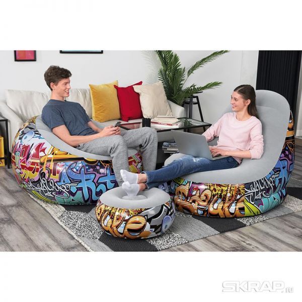 Надувное кресло Graffiti Comfort Cruiser 121*100*86 см Bestway 75076