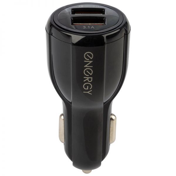 Автомобильное зарядное устройство Energy ET-16A, 2 USB, Q3.0, цвет - чёрный