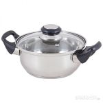 Кастрюля из нерж стали с крышкой (стекло) BAK-01, 1,4 л, ручки - бакелит, без ТМ