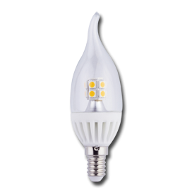 Лампа сд C37 4,0W 220V 4000K E14 проз.свеча на ветру (керамика) 125х37 Ecola candle  Premium