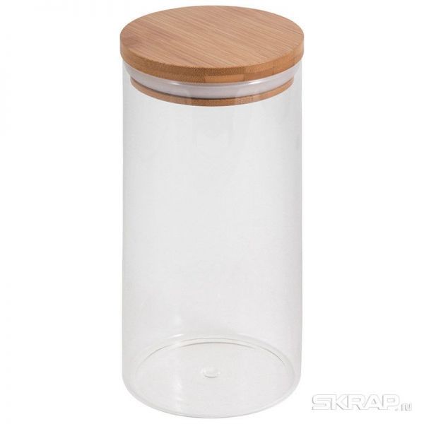 Стеклянная банка для сыпучих продуктов с крышкой BAMBU, объем: 1,5 л