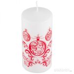 Свеча Deco Christmas 56х120 Шарики (красные на белом)