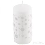 Свеча Deco Christmas 56х120 Снежинки (серебро на белом)