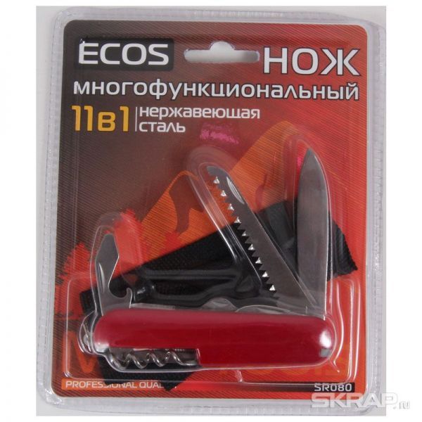 Нож многофункциональный ECOS SR080 11 в 1 красный