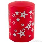 Свеча Deco Christmas 56*80 Звезды (серебро на красном)