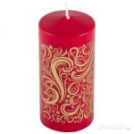 Свеча Deco Christmas 56*120 Зимние узоры-1 (золото на бордовом)