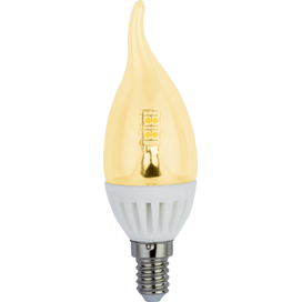 Лампа сд C37 4,0W 220V E14 золотистая проз.свеча на ветру (керамика) 125х37 Ecola candle  Premium