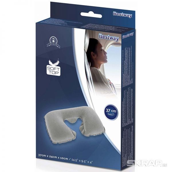 Подушка надувная под шею 37х24х10см 67006 Bestway