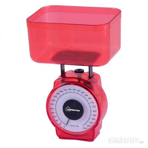 Весы кухонные механические HOMESTAR HS-3004М, 1 кг, цвет красный