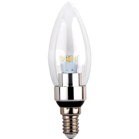 Лампа сд C37 3,3W 220V 4000K E14 проз.свеча искр.трилистник (металл.рад) 111х35 Ecola candle Premium
