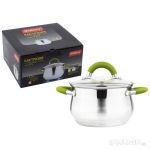 Кастрюля TOSKANA-18, объем 2,6 л, диа 18 см,из нерж стали с крышкой, капсулир дно, ручки с силиконом