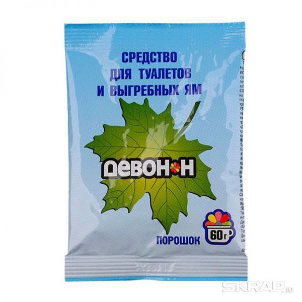 Порошок Девон-Н для биотуалетов, выгребных ям и септиков, 60 гр. (для нижнего бака)