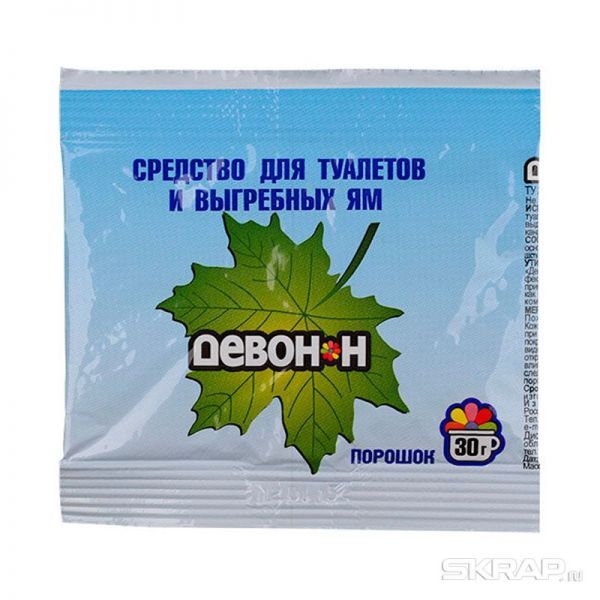 Порошок Девон-Н для биотуалетов, выгребных ям и септиков, 30 гр. (для нижнего бака)