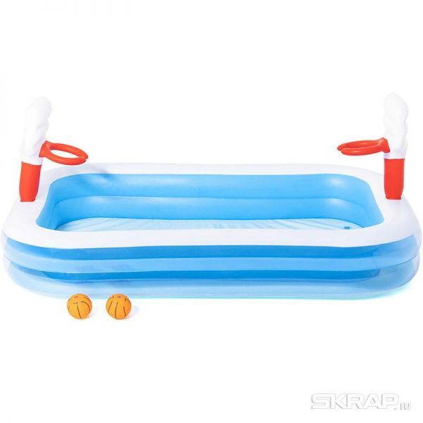Игровой бассейн "Баскетбол" + 2 мяча 251 х 168 х 102 см, 636 л, Bestway 54122