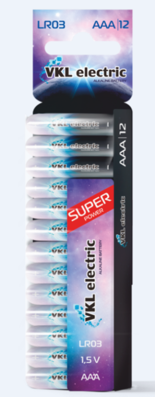 Элемент питания LR03 AAA Alkaline 1,5V PAK-12 VKL