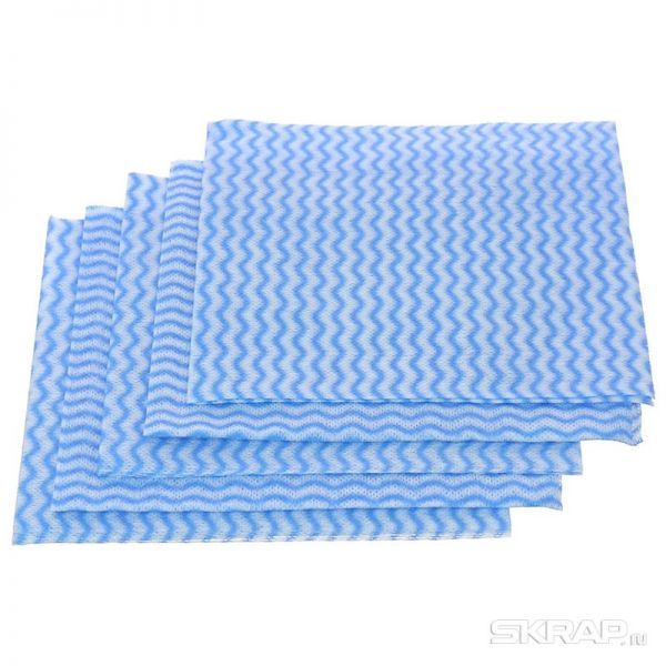 Салфетки хозяйственные 30*30см, с перфорацией, синяя волна, 5 шт