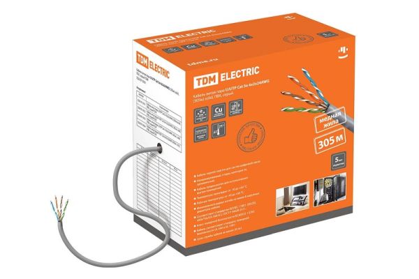 U/UTP Cat 5e 4х2х24AWG CCA (305м) ПВХ, серый