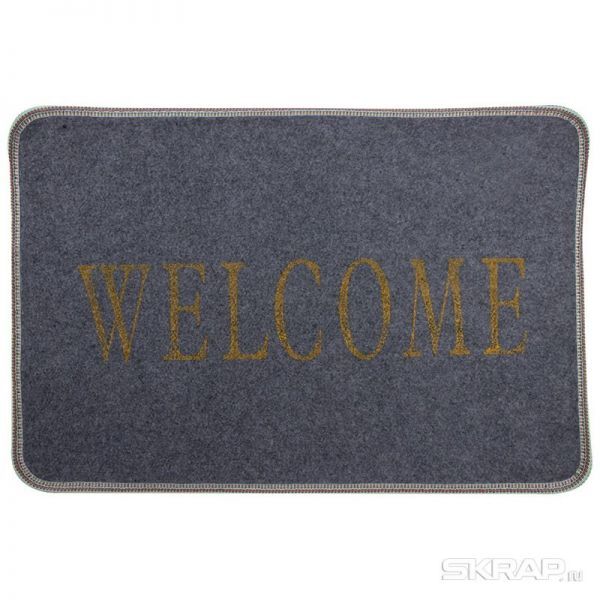 Придверный коврик Welcome без подложки, 38*58 см, полиэстер