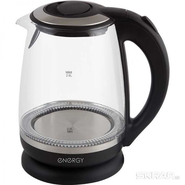 Чайник ENERGY E-295 (2 л) стекло, пластик цвет черный