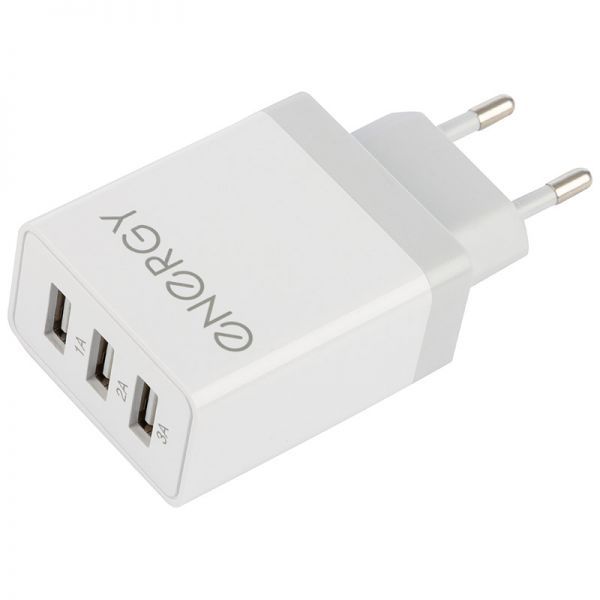 Сетевое зарядное устройство Energy ET-24, 3 USB, Q3.0, цвет - белый