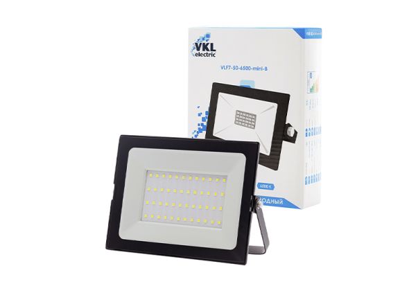 Прожектор светодиодный 50W 6500K IP65 4500ЛМ черный mini-B VKL