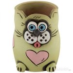 Карандашница Кошка керамика 11см