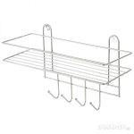 Полка настенная Lecco Plus 33*12,5*21 см 4 крючка хром