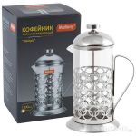 Чайник/кофейник (кофе-пресс), OLIMPIA, T046-800ML, из жаропрочного стекла, 800 мл, в корп из нерж ст