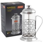 Чайник/кофейник (кофе-пресс), OLIMPIA, T046-600ML, из жаропрочного стекла, 600 мл, в корп из нерж ст