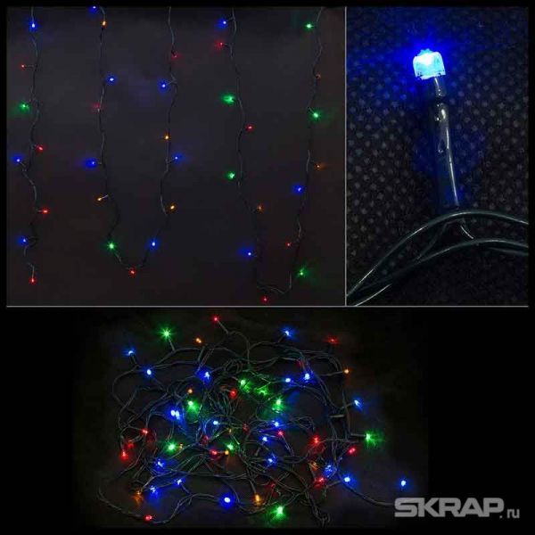 Электрогирлянда LED60-5-MC PROMO (60 светодиодных ламп, длина 5м, зеленый, без мигания, многоцвет)